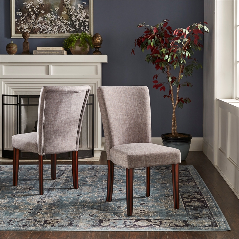 iNSPIRE Q Espresso Wood Linen Parsons Dining Chairs (Set of 2) in Gray