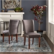 iNSPIRE Q Espresso Wood Linen Parsons Dining Chairs (Set of 2) in Dark Gray