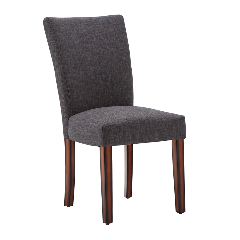 iNSPIRE Q Espresso Wood Linen Parsons Dining Chairs (Set of 2) in Dark Gray