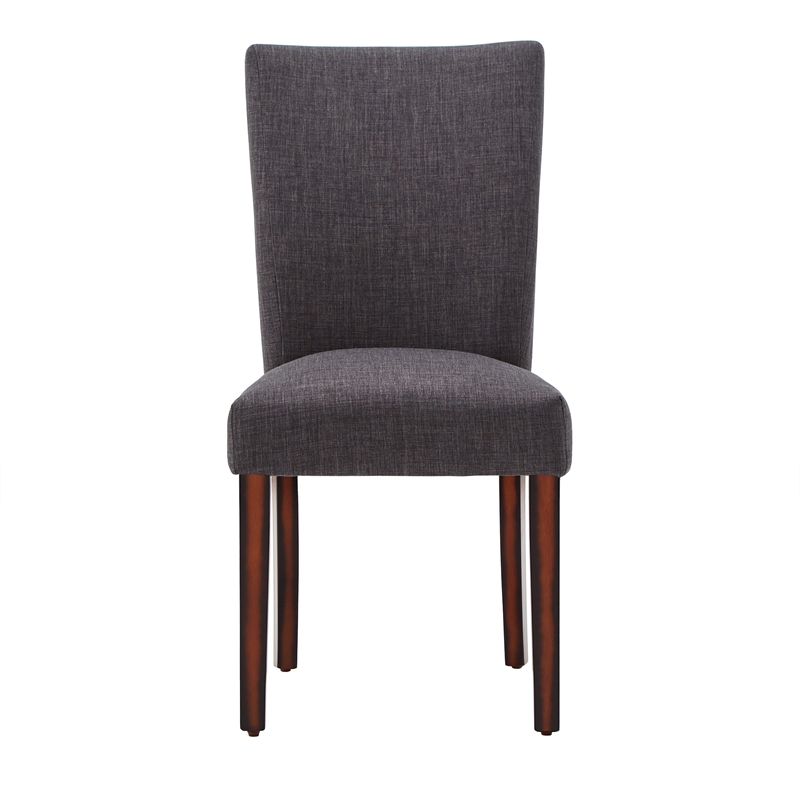 iNSPIRE Q Espresso Wood Linen Parsons Dining Chairs (Set of 2) in Dark Gray