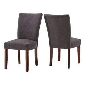 iNSPIRE Q Espresso Wood Linen Parsons Dining Chairs (Set of 2) in Dark Gray