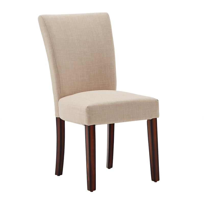 iNSPIRE Q Espresso Wood Linen Parsons Dining Chairs (Set of 2) in Beige