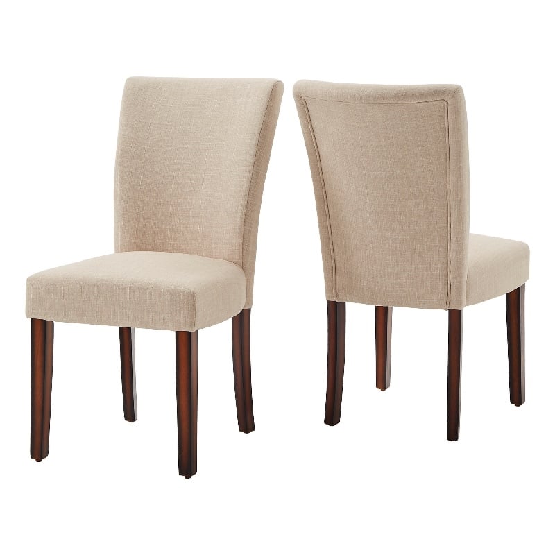 iNSPIRE Q Espresso Wood Linen Parsons Dining Chairs (Set of 2) in Beige