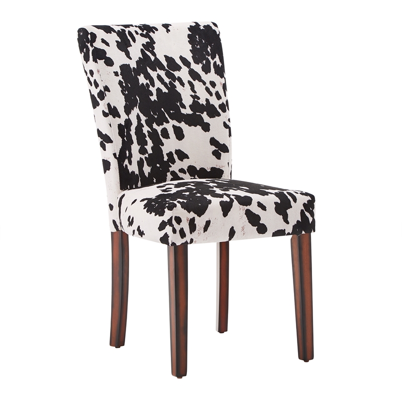 iNSPIRE Q Espresso Wood Cowhide Parsons Dining Chairs (Set of 2) in Black