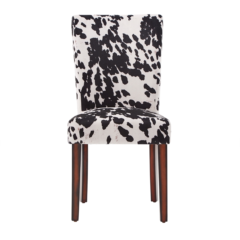 iNSPIRE Q Espresso Wood Cowhide Parsons Dining Chairs (Set of 2) in Black