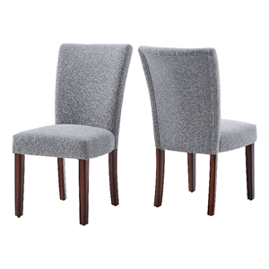 iNSPIRE Q Espresso Wood Heathered Weave Parson Dining Chairs (Set of 2) in Gray