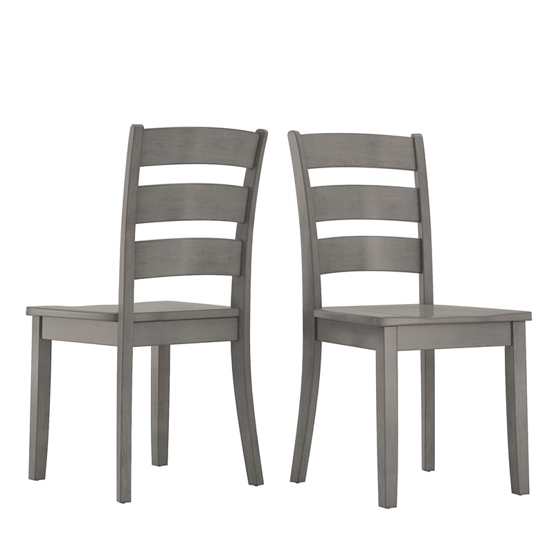 iNSPIRE Q Ladder Back Wood Dining Chairs (Set of 2) in Antique Grey