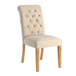 iNSPIRE Q Linen Tufted Rolled Back Wood Parsons Chairs (Set of 2) in Beige