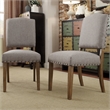 iNSPIRE Q Nailhead Linen Wood Dining Chairs (Set of 2) in Gray