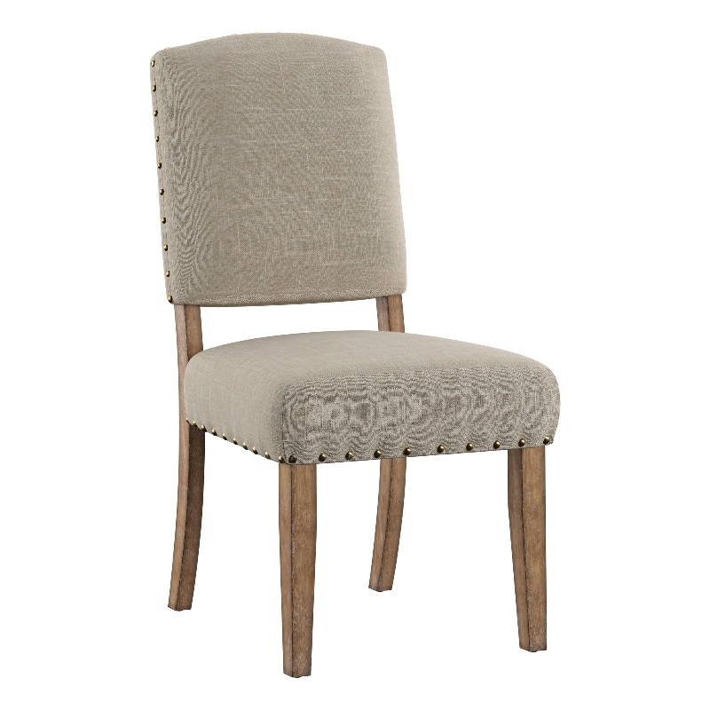 iNSPIRE Q Nailhead Linen Wood Dining Chairs (Set of 2) in Beige