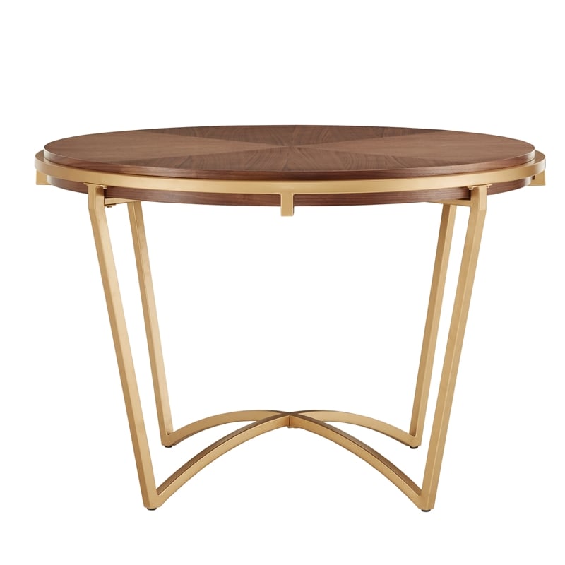 iNSPIRE Q Natural Finish Wood Dining Table With Gold Metal Base