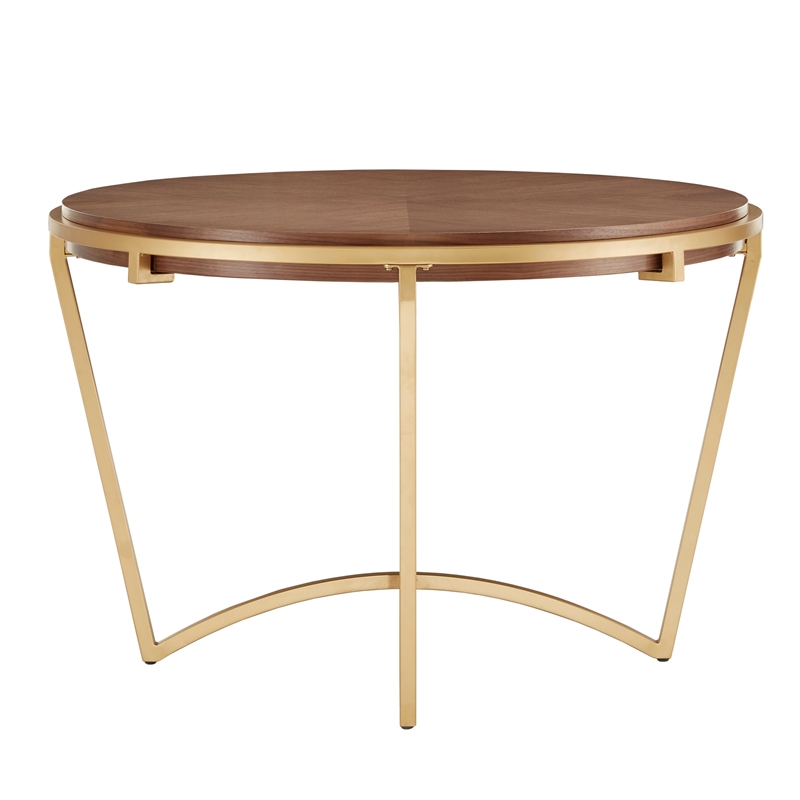 iNSPIRE Q Natural Finish Wood Dining Table With Gold Metal Base