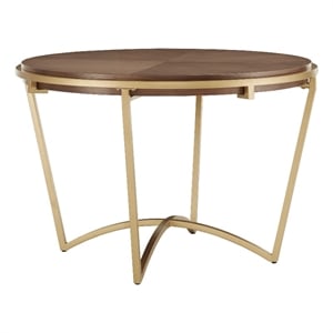 iNSPIRE Q Natural Finish Wood Dining Table With Gold Metal Base