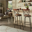 iNSPIRE Q Bronze Metal Double X-Back Brown Wood Adjustable Stools (Set of 3)