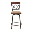 iNSPIRE Q Bronze Metal Double X-Back Brown Wood Adjustable Stools (Set of 3)