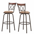 iNSPIRE Q Bronze Metal Double X-Back Brown Wood Adjustable Stools (Set of 3)