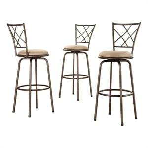 iNSPIRE Q Bronze Metal Quarter X-Back Swivel Adjustable Stools (Set of 3)