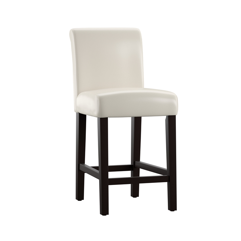 iNSPIRE Q White Faux Leather Wood High Back Counter Height Stools (Set of 2)