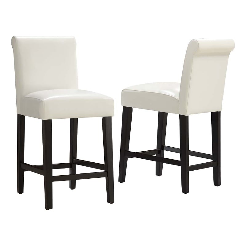 iNSPIRE Q White Faux Leather Wood High Back Counter Height Stools (Set of 2)