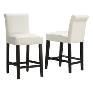 iNSPIRE Q White Faux Leather Wood High Back Counter Height Stools (Set of 2)