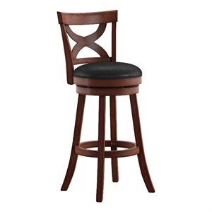 iNSPIRE Q 42.94&quot Swivel Wood & Faux Leather Bar Stool in Dark Cherry/Dark Brown