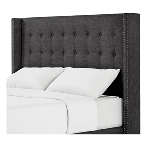 iNSPIRE Q Melina Wood Linen Wingback Headboard - King - Charcoal