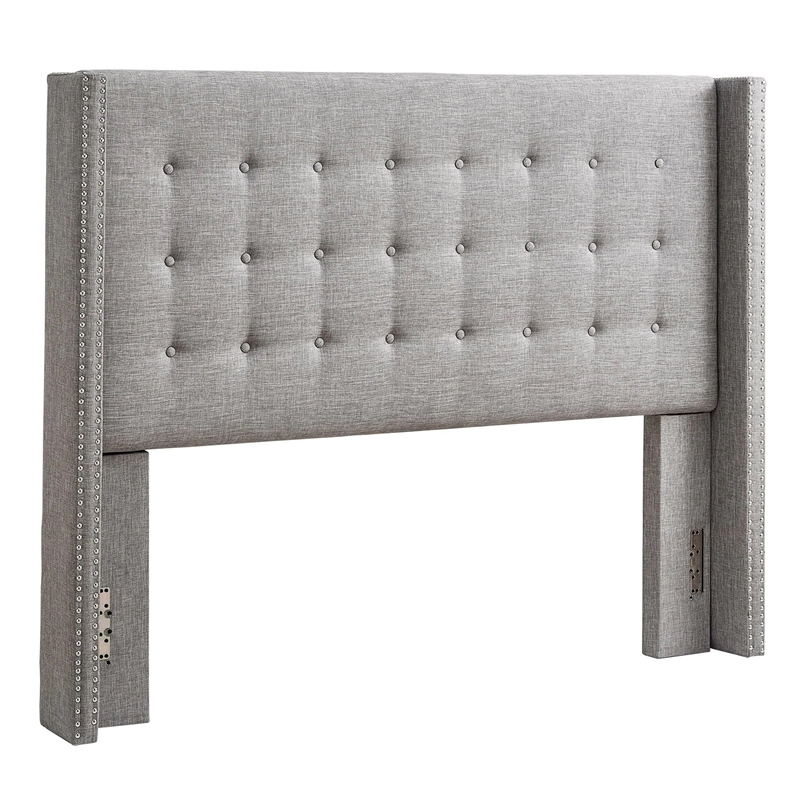 iNSPIRE Q Melina Wood Linen Wingback Headboard - King - Gray