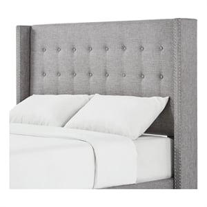 iNSPIRE Q Melina Wood Linen Wingback Headboard - King - Gray