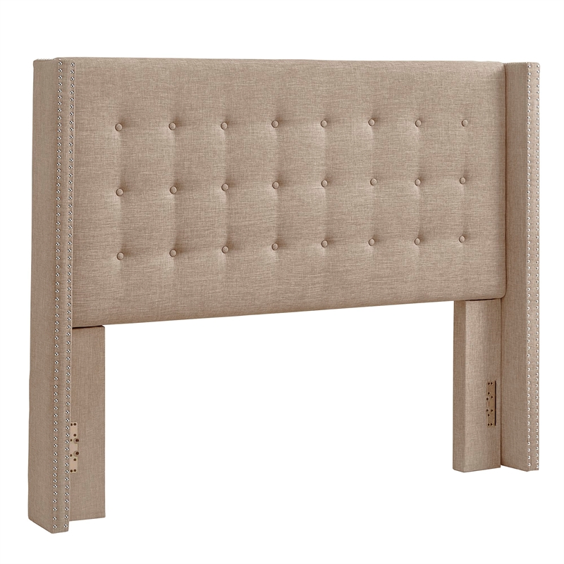 iNSPIRE Q Melina Wood Linen Wingback Headboard - Queen - Beige