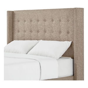 iNSPIRE Q Melina Wood Linen Wingback Headboard - Queen - Beige