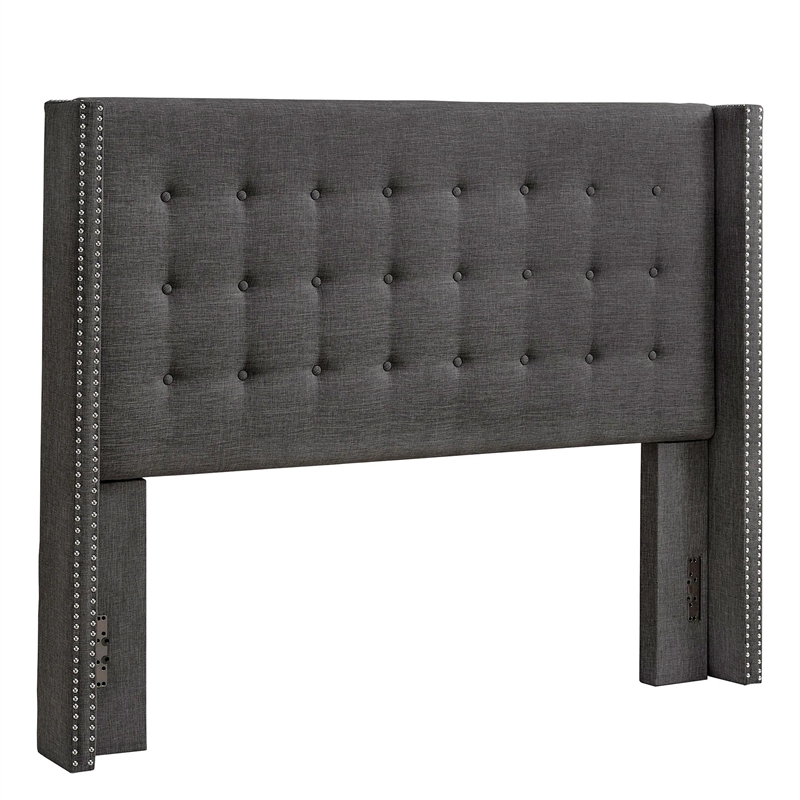iNSPIRE Q Melina Wood Linen Wingback Headboard - Queen - Charcoal