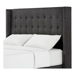 iNSPIRE Q Melina Wood Linen Wingback Headboard - Queen - Charcoal