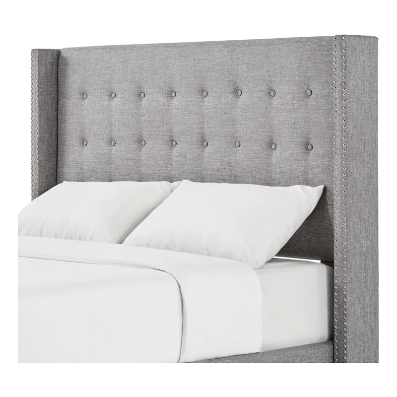 iNSPIRE Q Melina Wood Linen Wingback Headboard - Queen - Gray