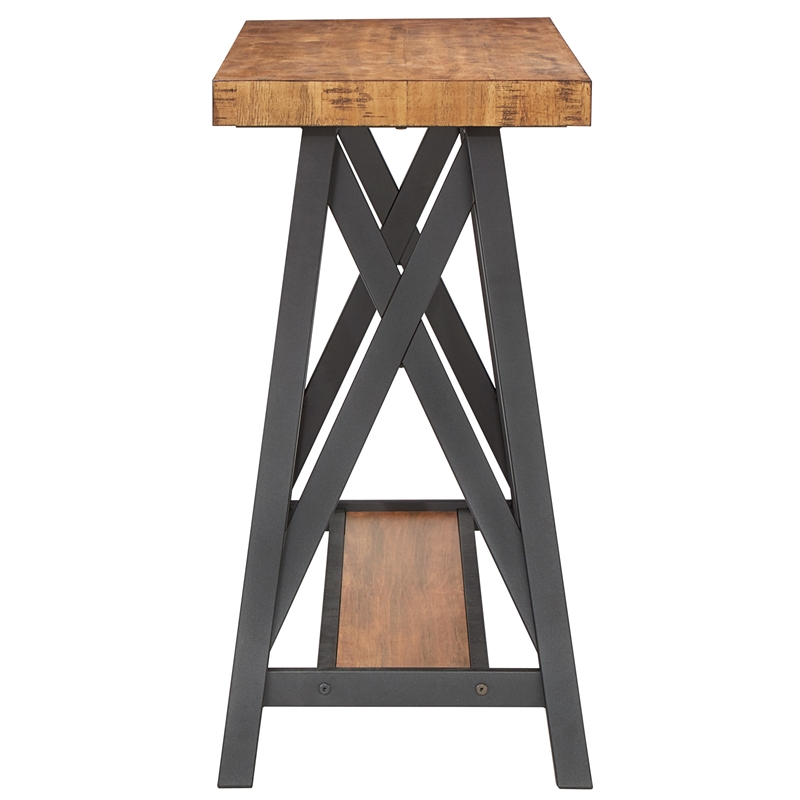 iNSPIRE Q Westyn Rustic Wood Metal Sofa Table with Shelf - Oak