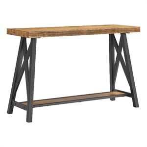 iNSPIRE Q Westyn Rustic Wood Metal Sofa Table with Shelf - Oak