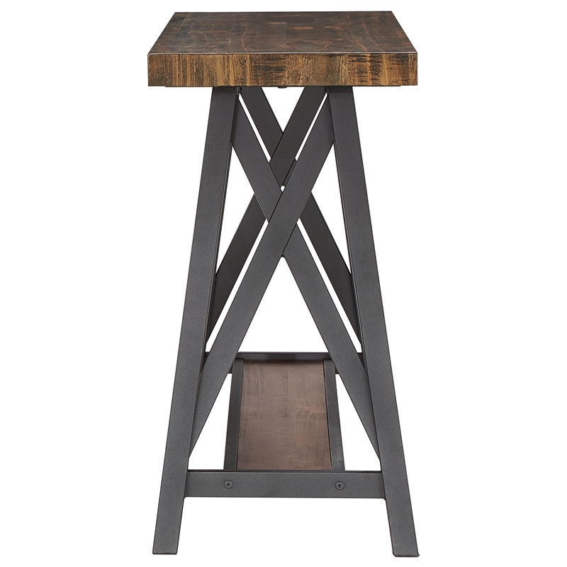 iNSPIRE Q Westyn Rustic Wood Metal Sofa Table with Shelf - Brown