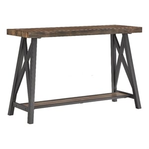 iNSPIRE Q Westyn Rustic Wood Metal Sofa Table with Shelf - Brown