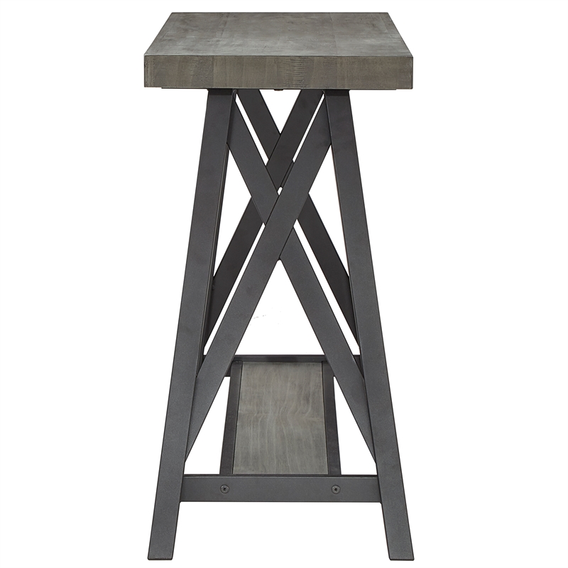 iNSPIRE Q Westyn Rustic Wood Metal Sofa Table with Shelf - Gray