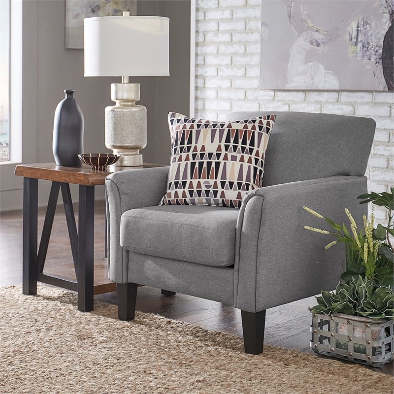 iNSPIRE Q Modern Wood Linen Accent Chair - Gray