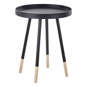 iNSPIRE Q Paint-Dipped Metal Legs Wood Round Tray-Top End Table - Vulcan Black