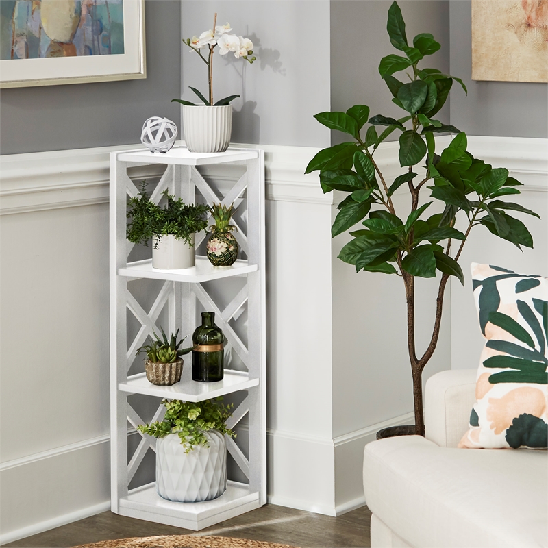 iNSPIRE Q X-Frame 3-Shelf Wood Bookcase - White