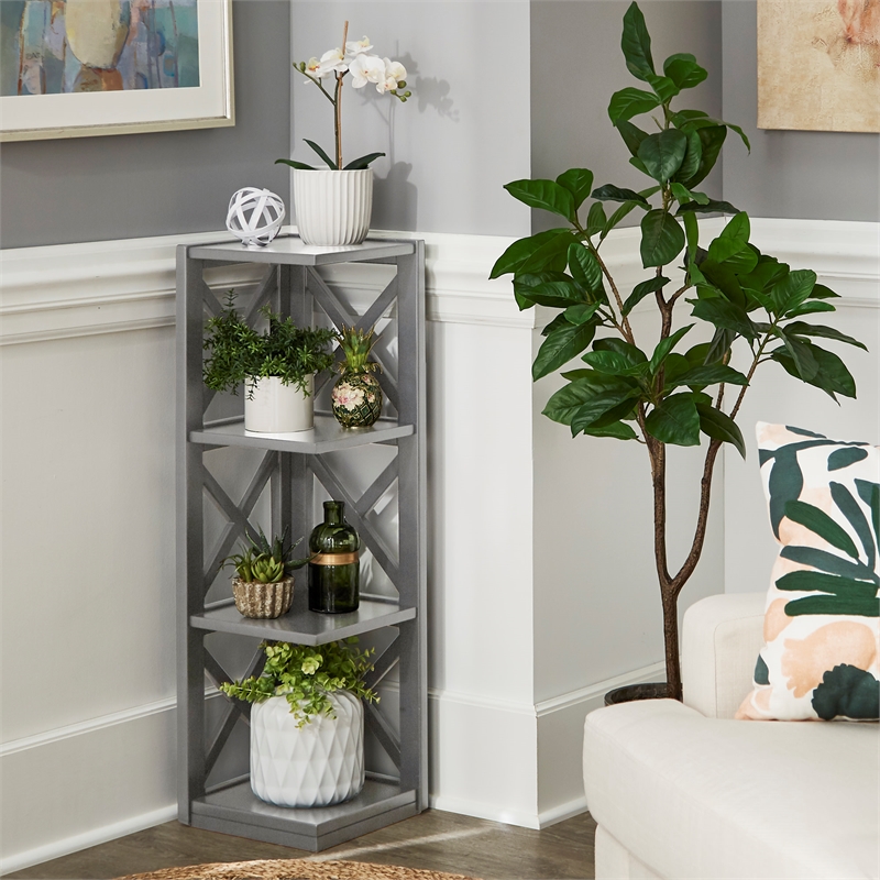 iNSPIRE Q X-Frame 3-Shelf Wood Bookcase - Frost Gray