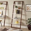 iNSPIRE Q Two-Tone Leaning Ladder Wood Bookcase - Espresso and White Finish
