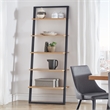 iNSPIRE Q Two-Tone Leaning Ladder Wood Bookcase - Black and Oak Finish