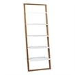 iNSPIRE Q Two-Tone Leaning Ladder Wood Bookcase - Natural and White Finish