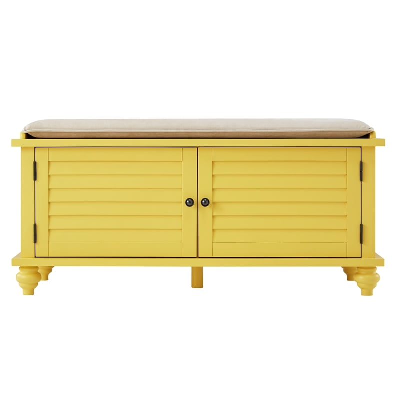 iNSPIRE Q Velvet Cushion Wood Storage Bench - Yellow