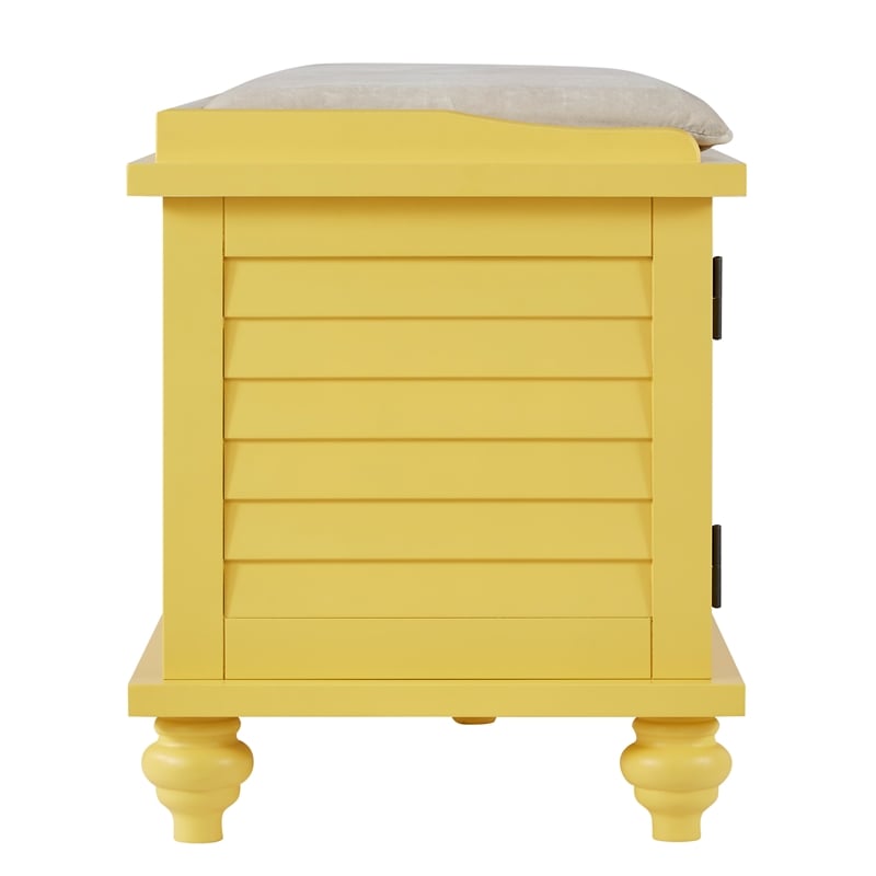iNSPIRE Q Velvet Cushion Wood Storage Bench - Yellow