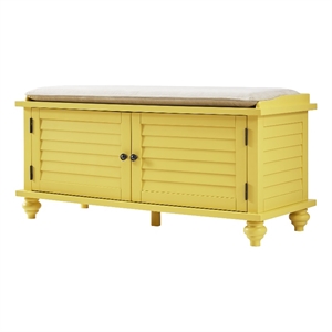 iNSPIRE Q Velvet Cushion Wood Storage Bench - Yellow