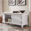 iNSPIRE Q Velvet Cushion Wood Storage Bench - White