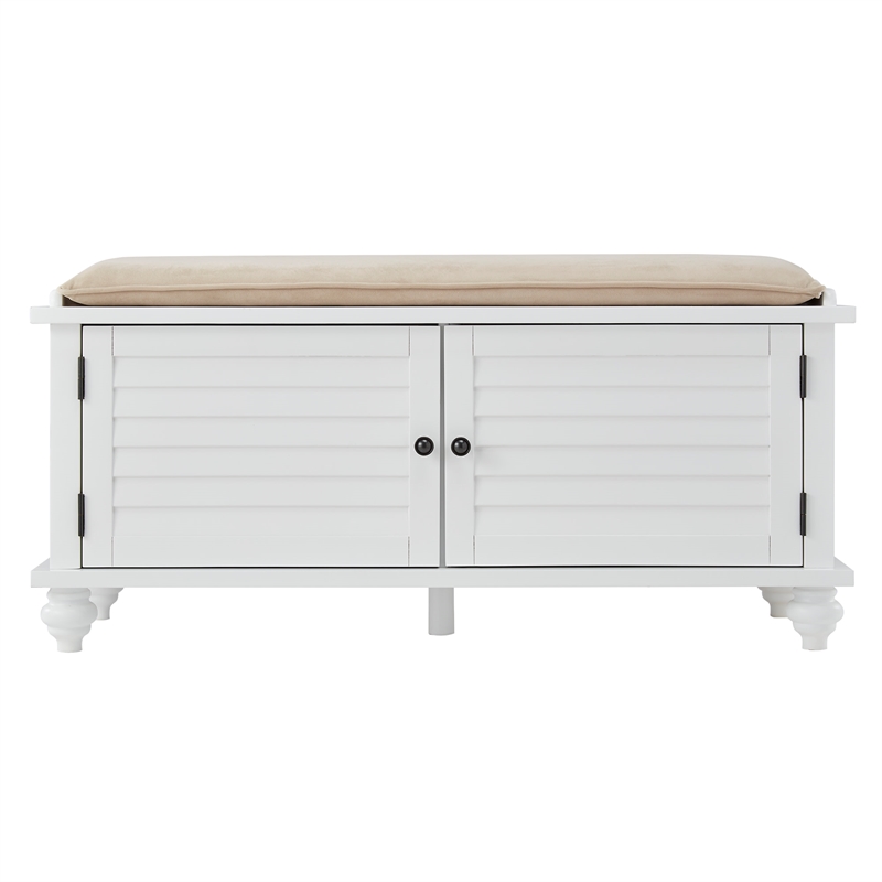 iNSPIRE Q Velvet Cushion Wood Storage Bench - White